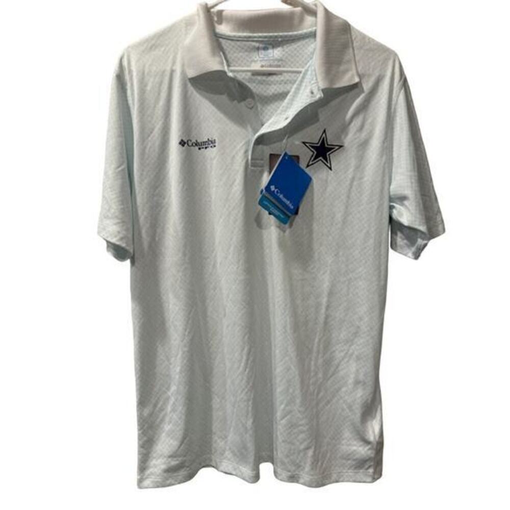 Columbia PFG White Omni Freeze Zero Mens Golf Polo Dallas Cowboys Size S‎ NWT
